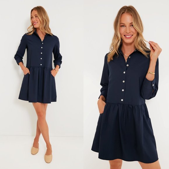 Tuckernuck Dresses & Skirts - Tuckernuck | NEW Midnight Navy Hayes Collared Long Sleeve Mini Dress Size L